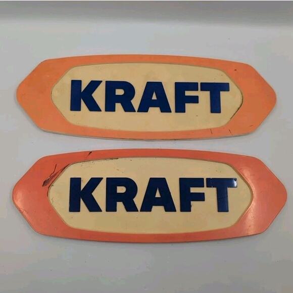 (2) Vintage KRAFT Advertising Merchandising Display Store Signs 13.25" - Picture 1 of 4
